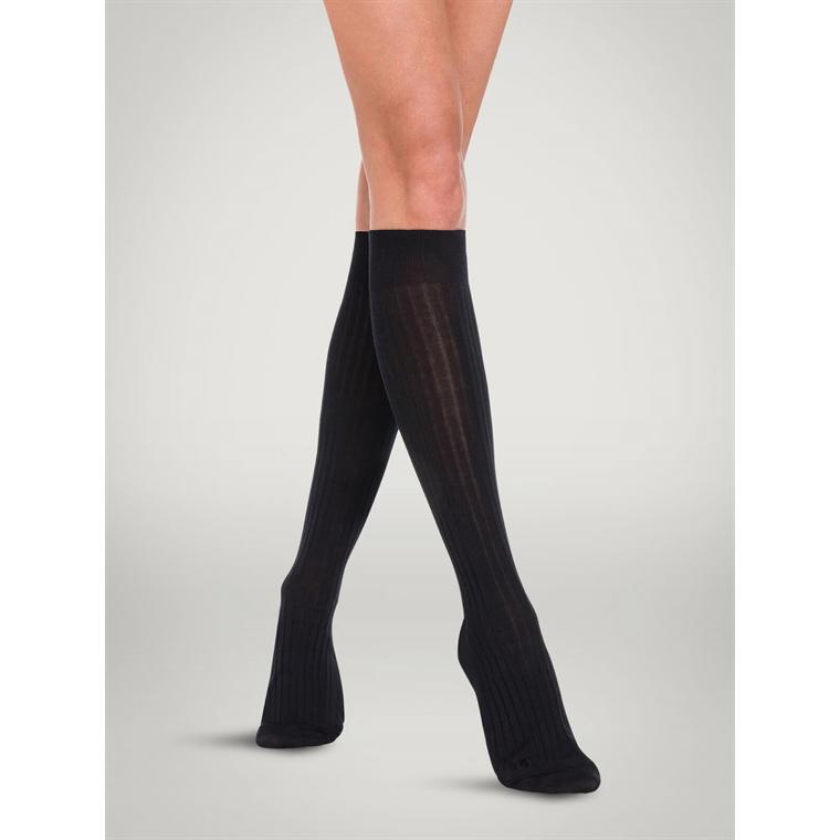 Wolford Luxury Cotton Rib Knee-Highs, Sort